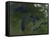 Satellite View of the Great Lakes-Stocktrek Images-Framed Stretched Canvas