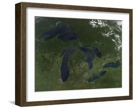 Satellite View of the Great Lakes-Stocktrek Images-Framed Photographic Print