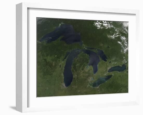 Satellite View of the Great Lakes-Stocktrek Images-Framed Photographic Print