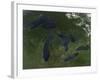 Satellite View of the Great Lakes-Stocktrek Images-Framed Photographic Print