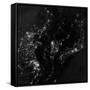 Satellite View of the Korean Peninsula Showing City Lights at Night-null-Framed Stretched Canvas