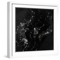 Satellite View of the Korean Peninsula Showing City Lights at Night-null-Framed Photographic Print