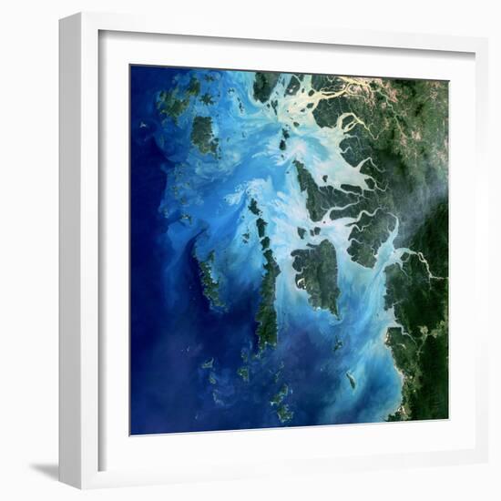 Satellite View of the Mergui Archipelago Showing Auckland and Whale Bays-null-Framed Photographic Print