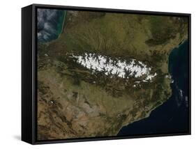 Satellite View of the Pyrenees Mountains-null-Framed Stretched Canvas