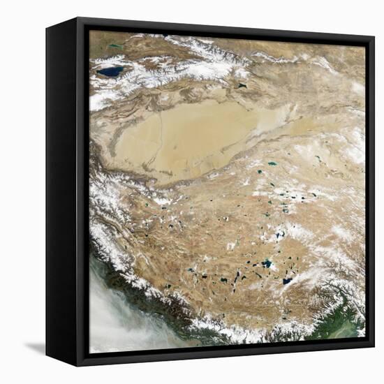 Satellite View of the Tibetan Plateau-Stocktrek Images-Framed Stretched Canvas