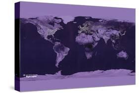 Satellite View of the World Showing Electric Lights and Usage-Goddard Space Center-Stretched Canvas