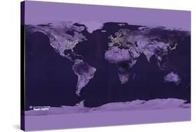 Satellite View of the World Showing Electric Lights and Usage-Goddard Space Center-Stretched Canvas
