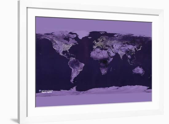 Satellite View of the World Showing Electric Lights and Usage-Goddard Space Center-Framed Art Print