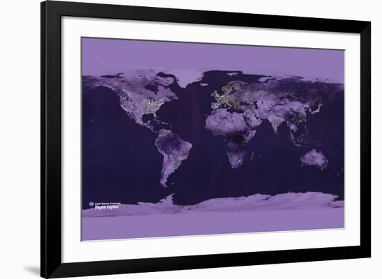 Satellite View of the World Showing Electric Lights and Usage-Goddard Space Center-Framed Art Print