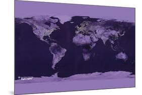 Satellite View of the World Showing Electric Lights and Usage-Goddard Space Center-Mounted Art Print