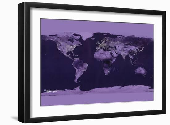 Satellite View of the World Showing Electric Lights and Usage-Goddard Space Center-Framed Art Print