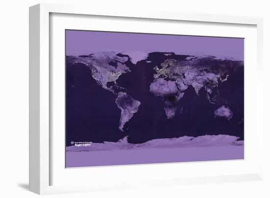 Satellite View of the World Showing Electric Lights and Usage-Goddard Space Center-Framed Art Print