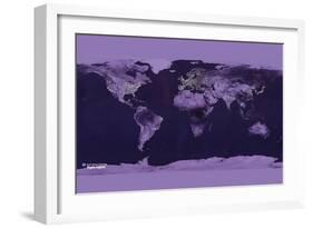 Satellite View of the World Showing Electric Lights and Usage-Goddard Space Center-Framed Art Print