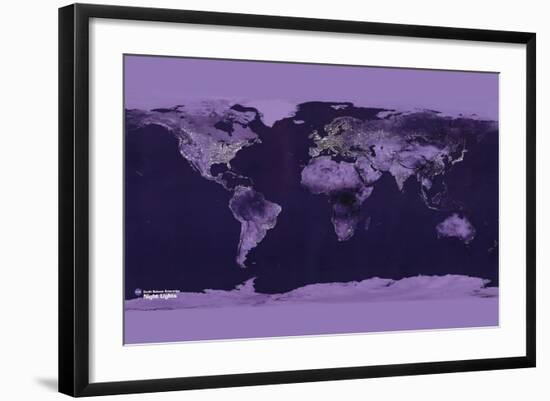 Satellite View of the World Showing Electric Lights and Usage-Goddard Space Center-Framed Art Print