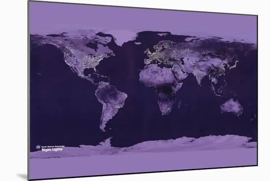 Satellite View of the World Showing Electric Lights and Usage-Goddard Space Center-Mounted Art Print