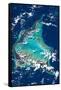 Satellite view of Turks and Caicos Islands-null-Framed Stretched Canvas