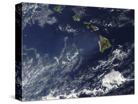 Satellite View of Volcanic Fog from Kilauea Volcano Swirling around the Hawaiian Islands-null-Stretched Canvas