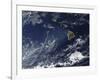 Satellite View of Volcanic Fog from Kilauea Volcano Swirling around the Hawaiian Islands-null-Framed Photographic Print