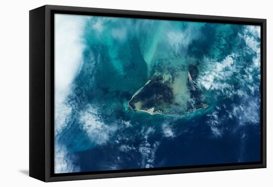 Satellite view of West Grand Bahama and Atlantic Ocean, Bahamas-null-Framed Stretched Canvas