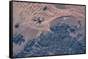 Satellite view of wet sand on riverbed, Ha'il Province, Saudi Arabia-null-Framed Stretched Canvas