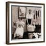 Satire of Feminism Showing an Extreme Role Reversal in a 1900's American Home-null-Framed Photo
