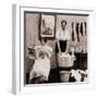 Satire of Feminism Showing an Extreme Role Reversal in a 1900's American Home-null-Framed Photo