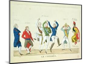 Satirical Cartoon Depicting the Key Protagonists in a Dance at the Congress of Vienna in 1815-null-Mounted Giclee Print