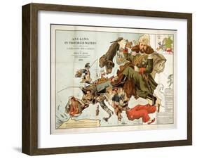 Satirical Map - A Serio-Comic Map of Europe-Fred W Rose-Framed Giclee Print