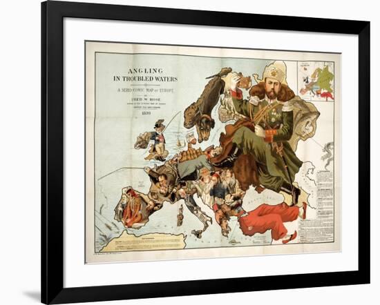 Satirical Map - A Serio-Comic Map of Europe-Fred W Rose-Framed Giclee Print