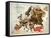 Satirical Map - A Serio-Comic Map of Europe-Fred W Rose-Framed Stretched Canvas