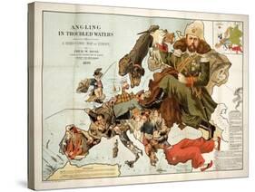 Satirical Map - A Serio-Comic Map of Europe-Fred W Rose-Stretched Canvas