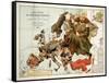 Satirical Map - A Serio-Comic Map of Europe-Fred W Rose-Framed Stretched Canvas