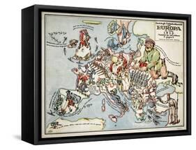Satirical Map - Compact Overview of European Spring, 191-Lucas Gräfe-Framed Stretched Canvas