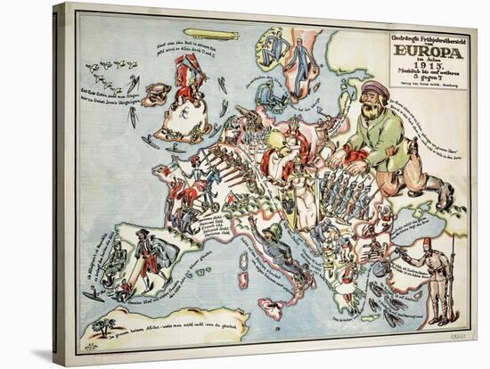 Satirical Map - Compact Overview of European Spring, 191-Lucas Gräfe-Stretched Canvas