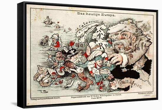 Satirical Map - Das Heutige Europa, Today's Europe-null-Framed Stretched Canvas