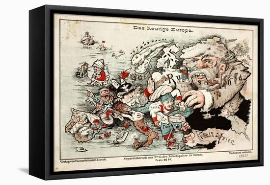 Satirical Map - Das Heutige Europa, Today's Europe-null-Framed Stretched Canvas