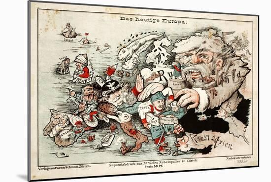 Satirical Map - Das Heutige Europa, Today's Europe-null-Mounted Giclee Print