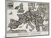 Satirical Map - Europe in the World War 1914-E. Zimmerman-Mounted Giclee Print