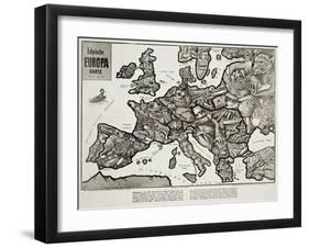 Satirical Map - Europe in the World War 1914-E. Zimmerman-Framed Giclee Print