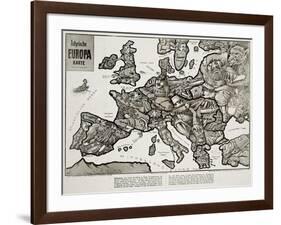 Satirical Map - Europe in the World War 1914-E. Zimmerman-Framed Giclee Print