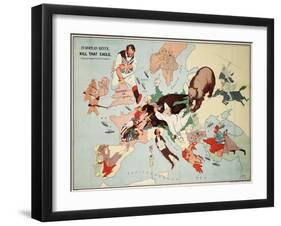 Satirical Map - European Revue - Kill That Eagle-null-Framed Giclee Print