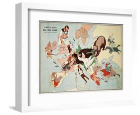 Satirical Map - European Revue - Kill That Eagle-null-Framed Giclee Print