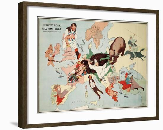Satirical Map - European Revue - Kill That Eagle-null-Framed Giclee Print