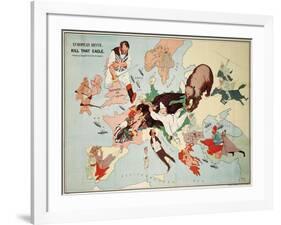 Satirical Map - European Revue - Kill That Eagle-null-Framed Giclee Print