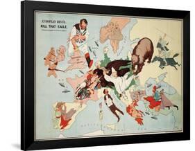 Satirical Map - European Revue - Kill That Eagle-null-Framed Giclee Print