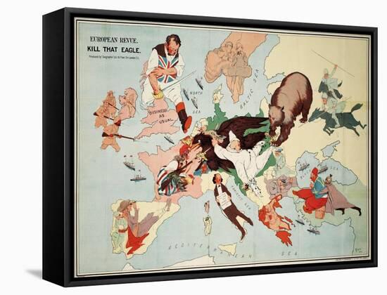 Satirical Map - European Revue - Kill That Eagle-null-Framed Stretched Canvas