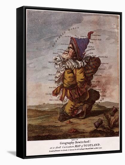 Satirical Map - Geography Bewitched Or, a Droll Caricature Map of Scotland-Robert Dighton-Framed Stretched Canvas