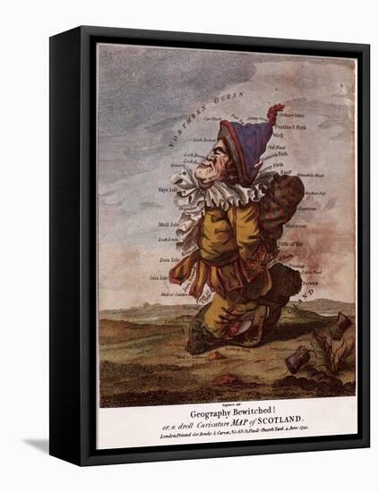 Satirical Map - Geography Bewitched Or, a Droll Caricature Map of Scotland-Robert Dighton-Framed Stretched Canvas