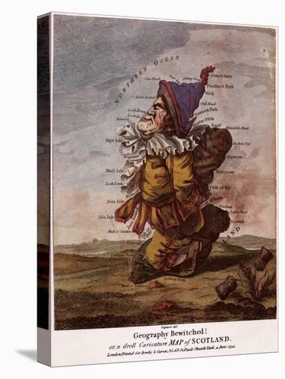 Satirical Map - Geography Bewitched Or, a Droll Caricature Map of Scotland-Robert Dighton-Stretched Canvas