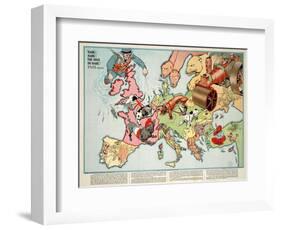 Satirical Map - Hark! Hark! the Dogs Do Bark! 1914-Walter Emanuel-Framed Giclee Print